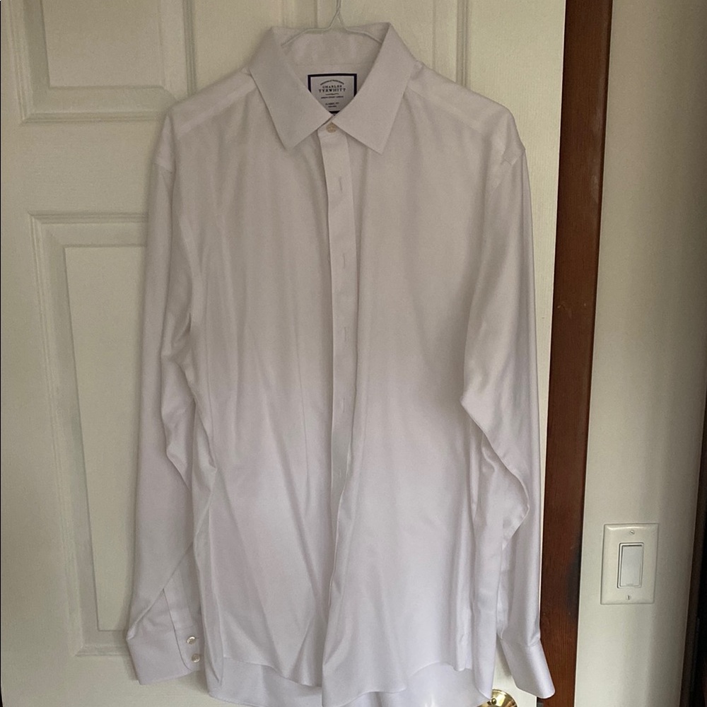 Men's Charles Tyrwhitt solid white dress shirt. 16.5x36, classic fit.